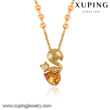 43316 xuping vogue fil de soie perles 18k pendentif en or collier bijoux en pierre précieuse